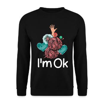 Häkeln Stricken Garnliebhaber Ich bin ok - Unisex Pullover - Schwarz - Vorne - Alina (178cm) & Michal (187cm)
