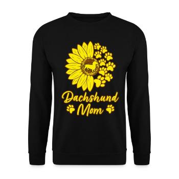 Teckel Maman Chien Maman Chien Amoureux Tournesol - Sweat-shirt Unisexe - noir - Devant - Alina (178cm) & Michal (187cm)
