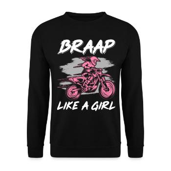 Lustiges Dirt Bike Girl Biker Offroad Motorrad Bra - Unisex Pullover - Schwarz - Vorne - Alina (178cm) & Michal (187cm)