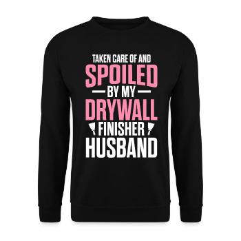 Spoiled Drywall Finisher Ehemann Trockenbauer Troc - Unisex Pullover - Schwarz - Vorne - Alina (178cm) & Michal (187cm)