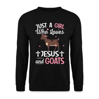 Just A Girl Who Loves Jesus And Goats Farmer Ranch - Unisex Pullover - Schwarz - Vorne - Alina (178cm) & Michal (187cm)