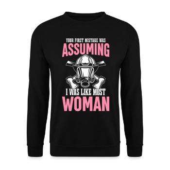 Feuerwehrmann Brandbekämpfung Angenommen, ich war - Unisex Pullover - Schwarz - Vorne - Alina (178cm) & Michal (187cm)