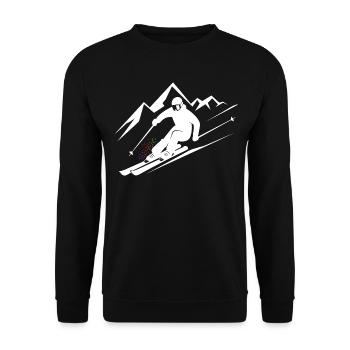 Skifahrer Ski Winter Winterurlaub Wintersport - Unisex Pullover - Schwarz - Vorne - Alina (178cm) & Michal (187cm)
