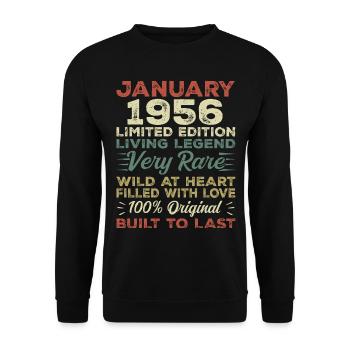 Januar 1956 Geburtstag - Januar 1956, January 1956 - Unisex Pullover - Schwarz - Vorne - Alina (178cm) & Michal (187cm)
