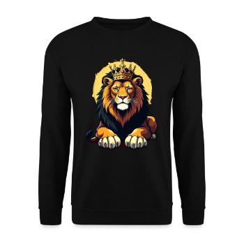 Tier Krone Löwe König für Löwen Liebhaber und - Unisex Pullover - Schwarz - Vorne - Alina (178cm) & Michal (187cm)