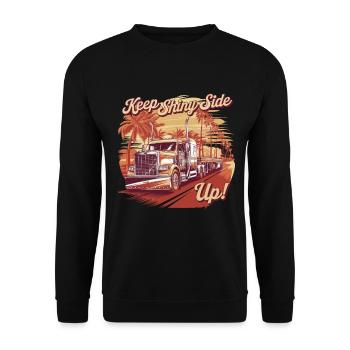 Trucker Keep The Shiny Side Up - Unisex Pullover - Schwarz - Vorne - Alina (178cm) & Michal (187cm)