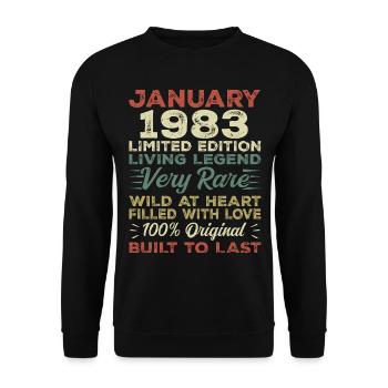 Anniversaire de Janvier 1983 - Janvier 1983, Janvier 1983 - Sweat-shirt Unisexe - noir - Devant - Alina (178cm) & Michal (187cm)
