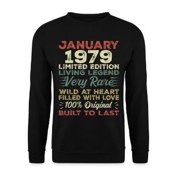 January 1979 birthday - January 1979, January 1979 - Unisex Sweatshirt - black - Front - Alina (178cm) & Michal (187cm)