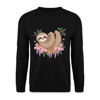 Lustiges Faultier Relax für Kinder - Unisex Pullover - Schwarz - Vorne - Alina (178cm) & Michal (187cm)