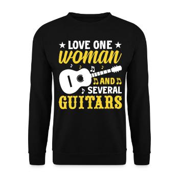Femme Plusieurs Guitares Guitariste Fille - Sweat-shirt Unisexe - noir - Devant - Alina (178cm) & Michal (187cm)