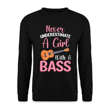 Ein Mädchen mit einem Bassisten Bassist - Unisex Pullover - Schwarz - Vorne - Alina (178cm) & Michal (187cm)