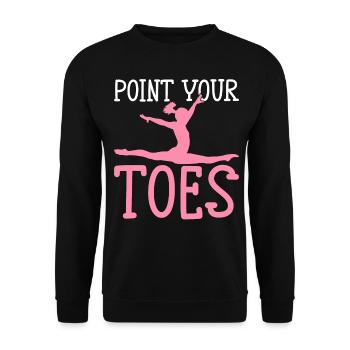 Gymnastik Turnerin Akrobatin Zeigen Sie Ihre Zehen - Unisex Pullover - Schwarz - Vorne - Alina (178cm) & Michal (187cm)