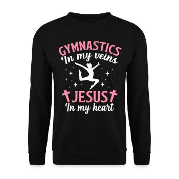 Gymnastik Venen Jesus Herz Turnerin Mädchen Jesus - Unisex Pullover - Schwarz - Vorne - Alina (178cm) & Michal (187cm)