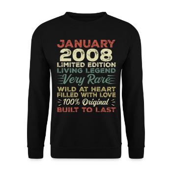 January 2008 Birthday - January 2008, January 2008 - Unisex Sweatshirt - black - Front - Alina (178cm) & Michal (187cm)