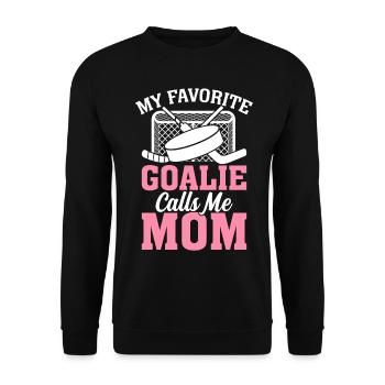 Hockeyspieler Torwart Mein Lieblingstorwart nennt - Unisex Pullover - Schwarz - Vorne - Alina (178cm) & Michal (187cm)