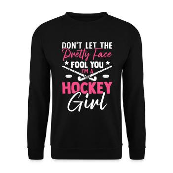 Pretty Face Hockey Fille Joueuse de hockey Fille - Sweat-shirt Unisexe - noir - Devant - Alina (178cm) & Michal (187cm)