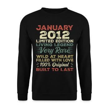 Janvier 2012 Anniversaire - Janvier 2012, Janvier 2012 - Sweat-shirt Unisexe - noir - Devant - Alina (178cm) & Michal (187cm)