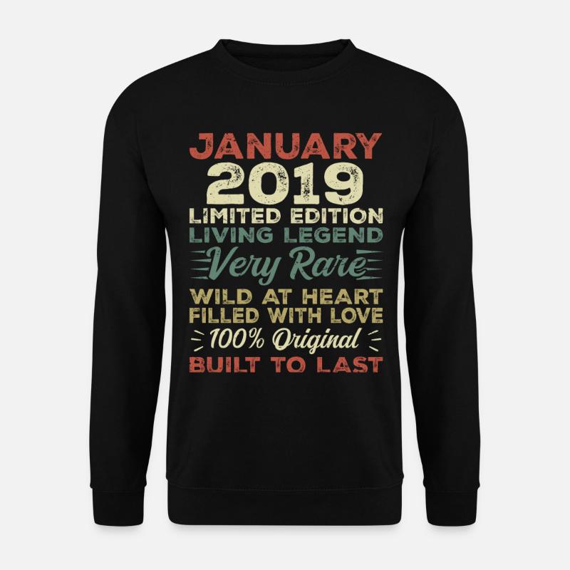 Januar 2019 Geburtstag - Januar 2019, January 2019 - Unisex Pullover - Schwarz