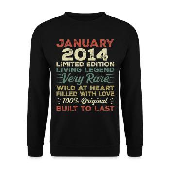 January 2014 Birthday - January 2014, January 2014 - Unisex Sweatshirt - black - Front - Alina (178cm) & Michal (187cm)