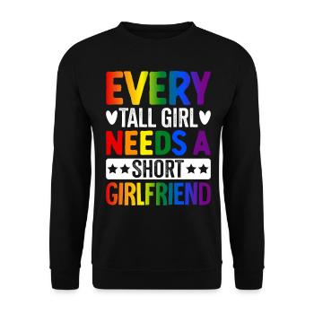 Lesbian LGBTQ Girl Any Tall Girl - Unisex Sweatshirt - black - Front - Alina (178cm) & Michal (187cm)