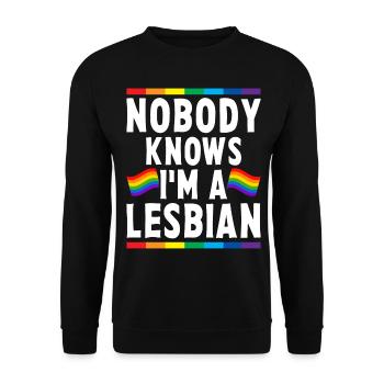 Niemand weiß, dass ich eine Lesbe bin LGBTQ - Unisex Pullover - Schwarz - Vorne - Alina (178cm) & Michal (187cm)
