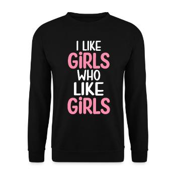 fille lesbienne LGBTQ j’aime les filles qui - Sweat-shirt Unisexe - noir - Devant - Alina (178cm) & Michal (187cm)