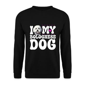 Ich liebe meinen Bologneser - Unisex Pullover - Schwarz - Vorne - Alina (178cm) & Michal (187cm)