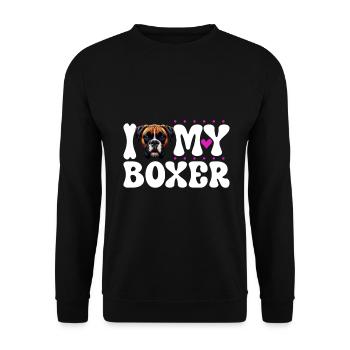 J'adore mon boxeur - Sweat-shirt Unisexe - noir - Devant - Alina (178cm) & Michal (187cm)
