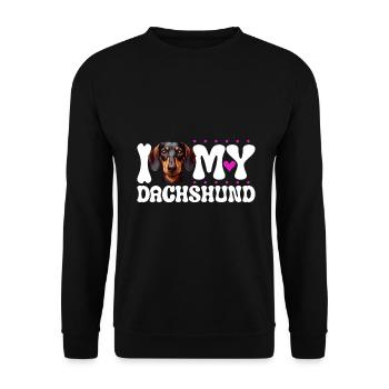 J'aime mon teckel - Sweat-shirt Unisexe - noir - Devant - Alina (178cm) & Michal (187cm)