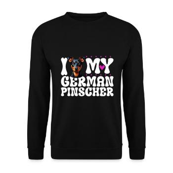 I love my German Pinscher - Unisex Sweatshirt - black - Front - Alina (178cm) & Michal (187cm)
