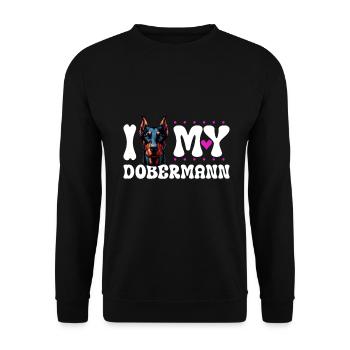 I love my Doberman - Unisex Sweatshirt - black - Front - Alina (178cm) & Michal (187cm)