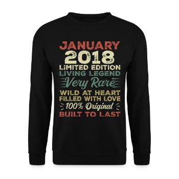 Januar 2018 Geburtstag - Januar 2018, January 2018 - Unisex Pullover - Schwarz - Vorne - Alina (178cm) & Michal (187cm)