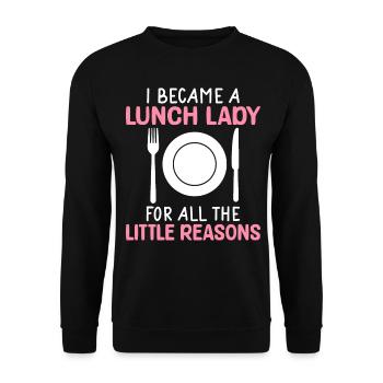 Lunch Lady Für all die kleinen Gründe - Unisex Pullover - Schwarz - Vorne - Alina (178cm) & Michal (187cm)