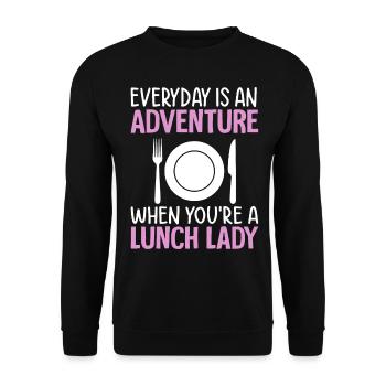 Everyday Adventure Lunchtime Woman Cafeteria Employee - Unisex Sweatshirt - black - Front - Alina (178cm) & Michal (187cm)
