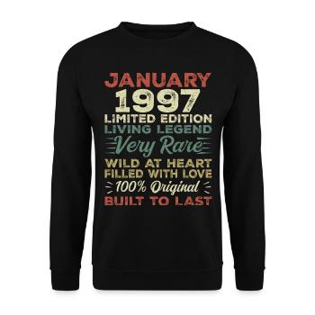 Anniversaire de Janvier 1997 - Janvier 1997, Janvier 1997 - Sweat-shirt Unisexe - noir - Devant - Alina (178cm) & Michal (187cm)