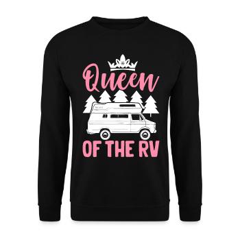 Queen of the Campervan Camping Queen Camper Girl - Unisex Sweatshirt - black - Front - Alina (178cm) & Michal (187cm)