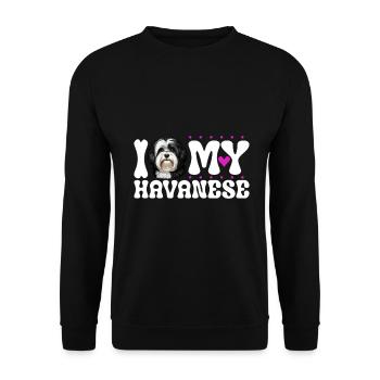 J’adore mon bichon havanais - Sweat-shirt Unisexe - noir - Devant - Alina (178cm) & Michal (187cm)