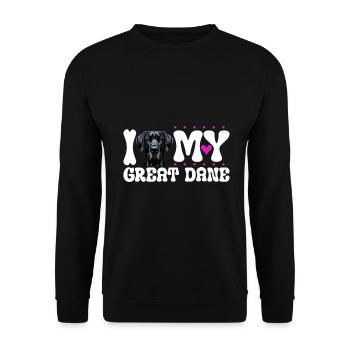 J'aime mon Dogue Allemand - Sweat-shirt Unisexe - noir - Devant - Alina (178cm) & Michal (187cm)