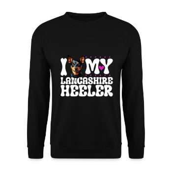I love my Lancashire Heeler - Unisex Sweatshirt - black - Front - Alina (178cm) & Michal (187cm)