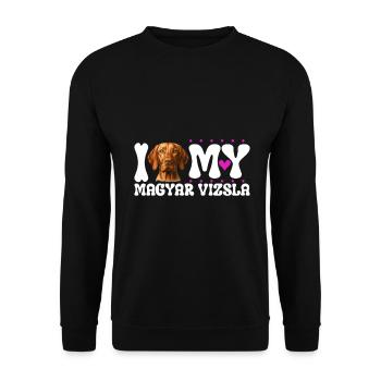 Ich liebe meinen Magyar Vizsla - Unisex Pullover - Schwarz - Vorne - Alina (178cm) & Michal (187cm)