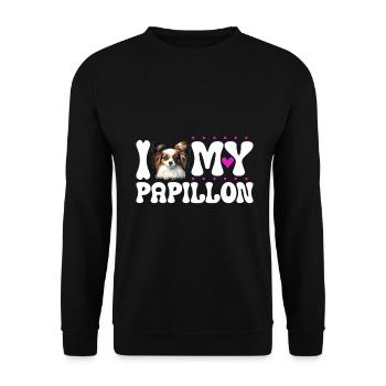 J'adore mon Papillon - Sweat-shirt Unisexe - noir - Devant - Alina (178cm) & Michal (187cm)
