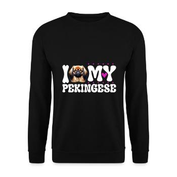 J’adore mes Pékinois - Sweat-shirt Unisexe - noir - Devant - Alina (178cm) & Michal (187cm)