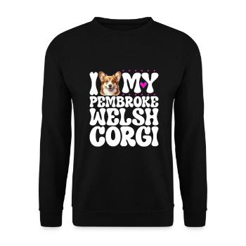 J’adore mon Welsh Corgi Pembroke - Sweat-shirt Unisexe - noir - Devant - Alina (178cm) & Michal (187cm)