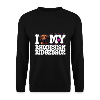Ich liebe meinen Rhodesian Ridgeback - Unisex Pullover - Schwarz - Vorne - Alina (178cm) & Michal (187cm)