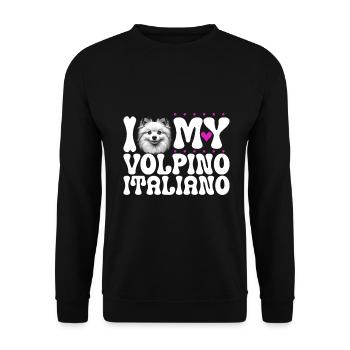 Ich liebe meinen Volpino Italiano - Unisex Pullover - Schwarz - Vorne - Alina (178cm) & Michal (187cm)