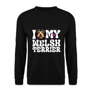 I love my Welsh Terrier - Unisex Sweatshirt - black - Front - Alina (178cm) & Michal (187cm)