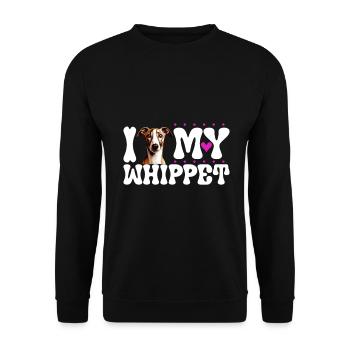 Ich liebe meinen Whippet - Unisex Pullover - Schwarz - Vorne - Alina (178cm) & Michal (187cm)