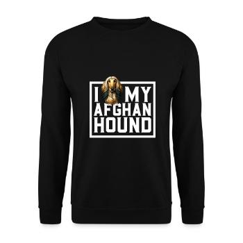 J’adore mon lévrier afghan - Sweat-shirt Unisexe - noir - Devant - Alina (178cm) & Michal (187cm)