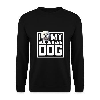 Ich liebe meinen Bologneser - Unisex Pullover - Schwarz - Vorne - Alina (178cm) & Michal (187cm)