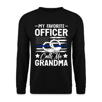 Officier préféré Grand-mère Policier - Sweat-shirt Unisexe - noir - Devant - Alina (178cm) & Michal (187cm)